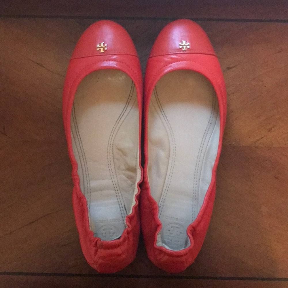 Tory Burch York Flats Orange size 8 EUC